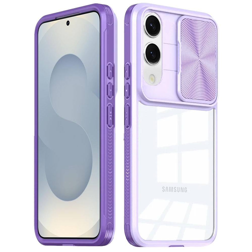 For Samsung Galaxy S25 EDGE Hybrid Cases with Sliding Camera Cover Transparent Shockproof Bumper TPU Protective Case Cover