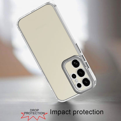 For Samsung Galaxy S25 Ultra Transparent Clear Hybrid with Matching Metal Buttons and Camera Protection Hard PC + TPU Rubber Case Cover Clear / Black