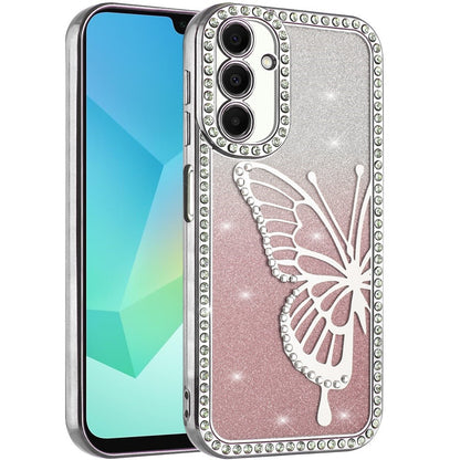 For Apple iPhone 14 /13 Butterfly Glitter Diamond Shimmer Hybrid Slim & Stylish Electroplated Sparkly Bling Shockproof TPU Protective Case Cover