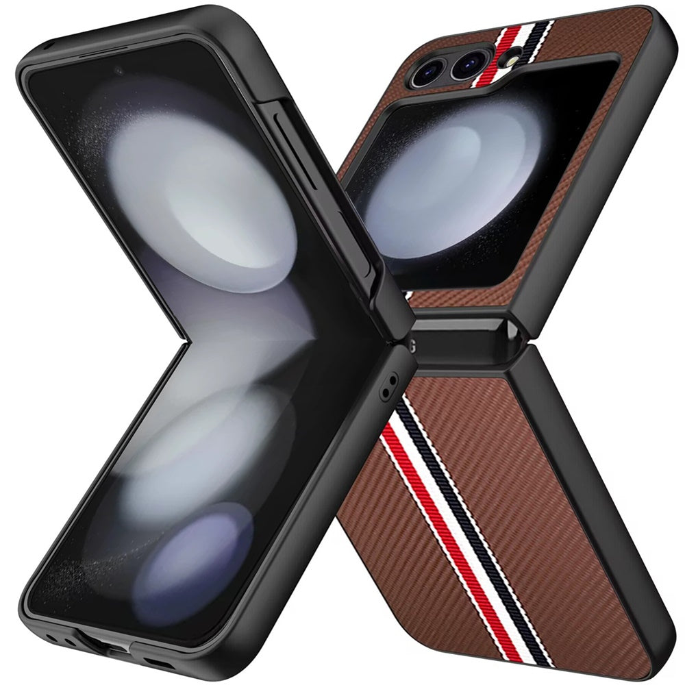 For Samsung Galaxy Z Fold 7 Velvet Fabric PU Vegan Leather, Premium Flip Design, Slim Snap-On Hard PC + TPU Case Cover Brown