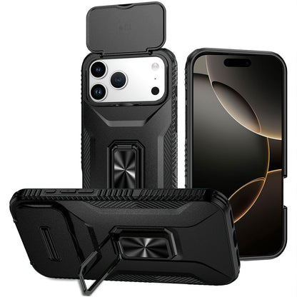 For Apple iPhone 17 Pro Max (6.9") Case, Camera Cover with Magnetic Rotation Ring Stand, Military Grade Hybrid Hard TPU Shockproof Case Cover