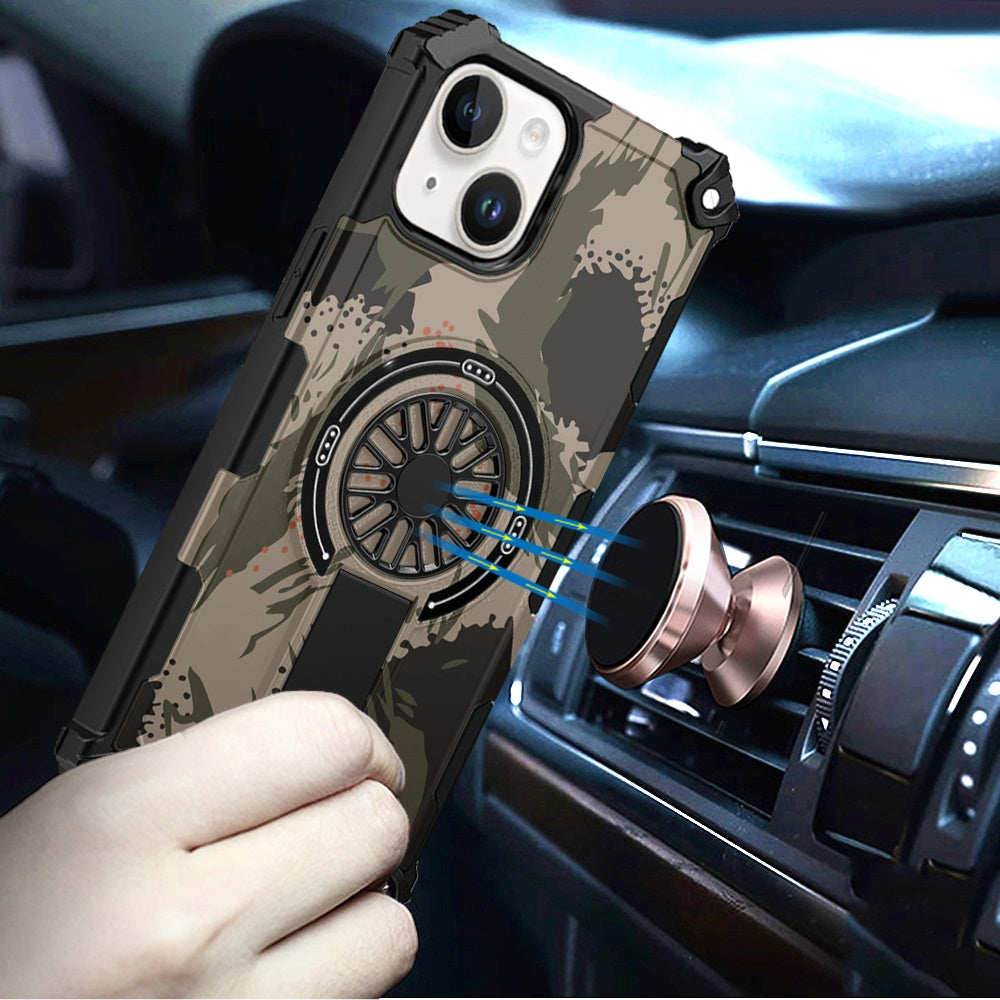 For Samsung Galaxy A17 5G Magnetic Invisible Kickstand Holder with CD Texture Design, Shockproof Hybrid Military Grade Heavy Duty Case Cover