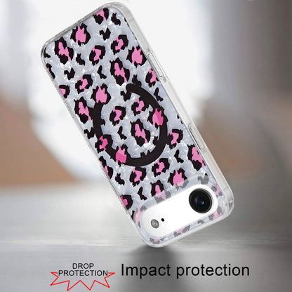 For Apple iPhone 17 Stylish Pattern Fashion IMD Printed Design TPU Double Layer Slim Shockproof with Magnetic Back Case Cover Pink Leopard Skin