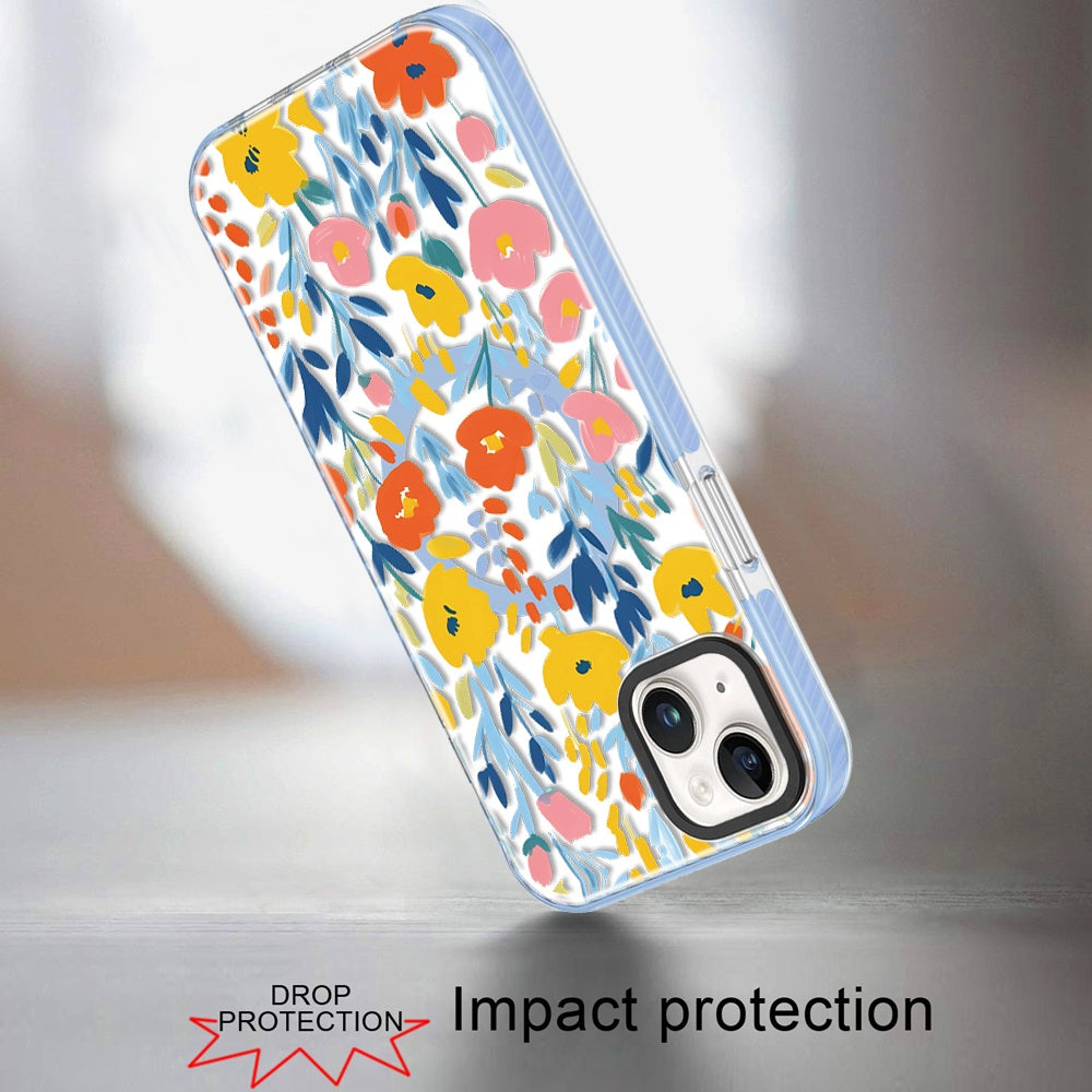 For iPhone 15 (6.1") Magnetic Hybrid Stylish Design IMD Pattern, Compatible with MagSafe, Slim TPU Case Cover