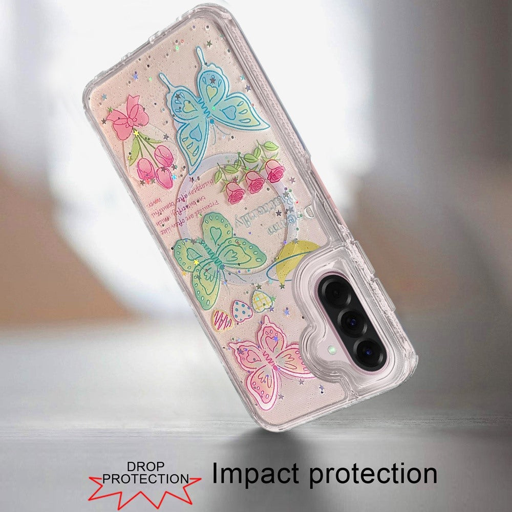 Phone Case for Galaxy A17 5G Magnetic Hybrid Fashion Printed Pattern Artwork Stylish Printed Design Dual Layers TPU Rubber SIlicone Hard PC Cover