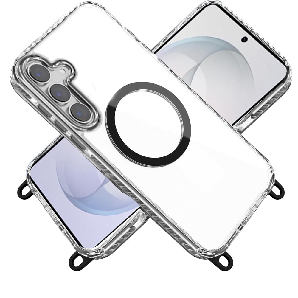Phone Case for Samsung Galaxy S26+ / S26 Plus Transparent Magnetic Lanyard Shockproof Hybrid Clear Grip Durable Camera Protection TPU Anti-Slip Design Cover