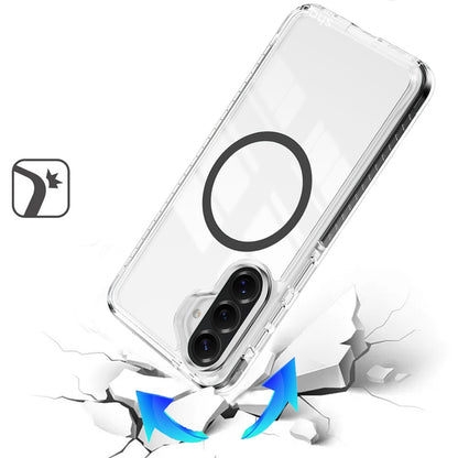 Phone Case for Samsung Galaxy A27 Transparent Magnetic Shockproof Colored Edge Hybrid Case Slim Durable Grip Clear Protective Soft TPU Cover