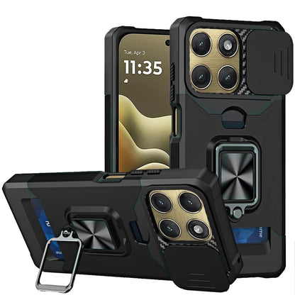 Phone Case for Motorola Edge 2026 Card Holder Magnetic Ring Stand Shockproof Anti Slip Wallet Grip Protective Hybrid Design Cover