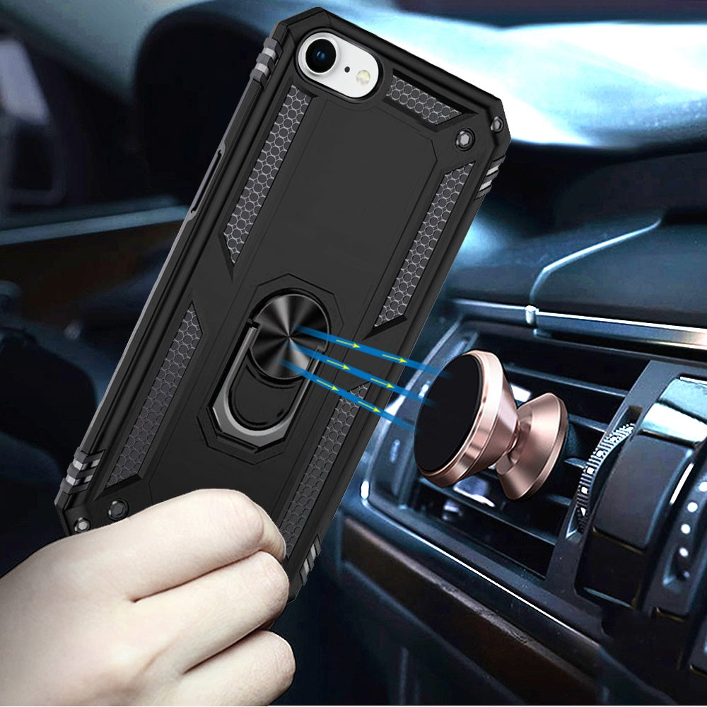 For Apple iPhone 17E /16E Hybrid Shockproof Durable 360 Degree Rotatable Ring Stand Holder Kickstand Fit Magnetic Car Mount Case Cover