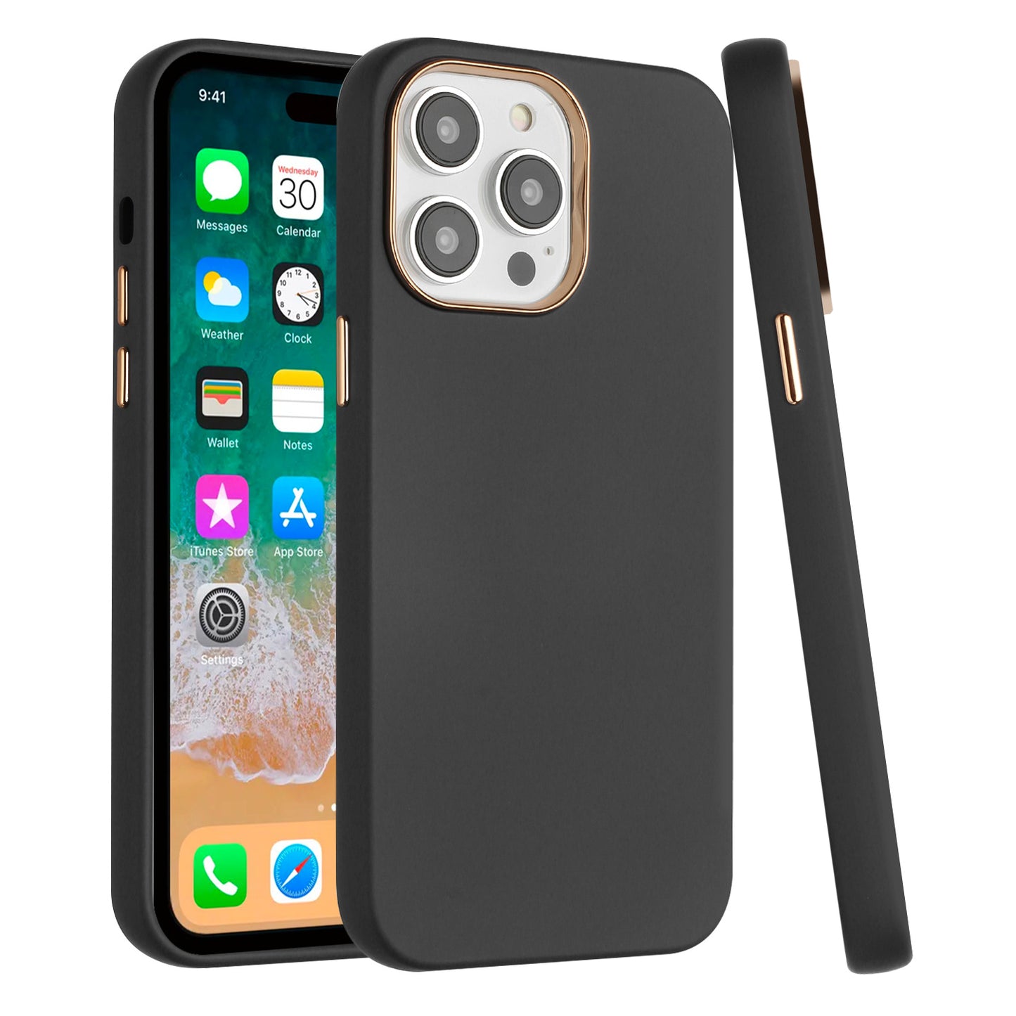 For Apple iPhone 17E /16E Slim Classic Hybrid Around Rubber Gummy Gel Slick Hard PC Silicone TPU Chromed Button Case Cover