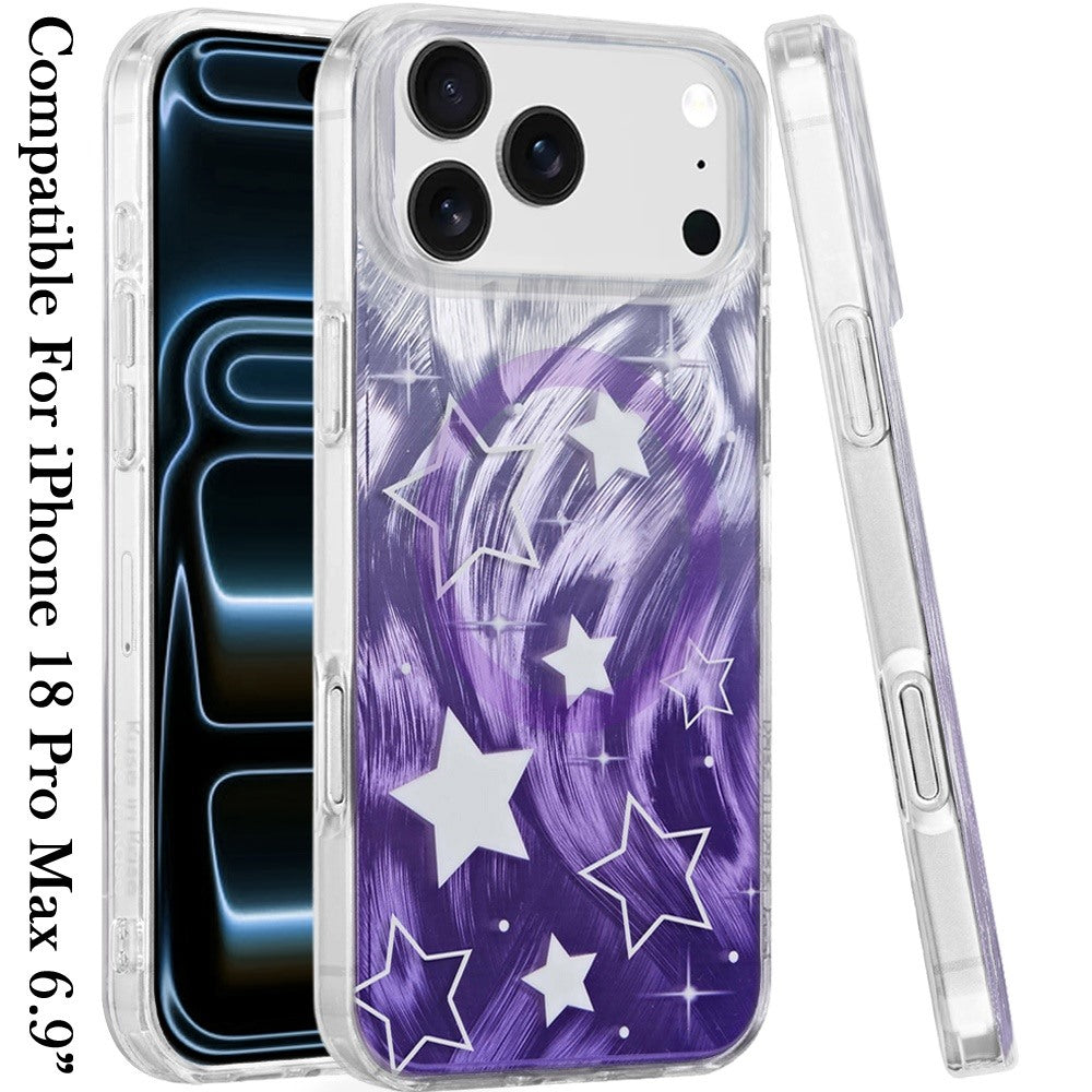Phone Case for Apple iPhone 18 Pro Max/ iPhone 17 Pro Max Stylish Design Shockproof Magnetic Magsafe Compatible TPU IMD Print Rugged Grip Drop Protection Slim Fashion Cover
