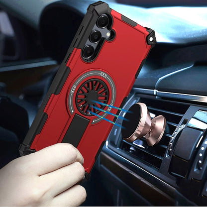 Phone Case for Samsung Galaxy A56 / A36 Invisible Kickstand Magnetic Car Mount Friendly Shockproof Texture Anti Slip Durable Grip Heavy Duty Hybrid Cover Red