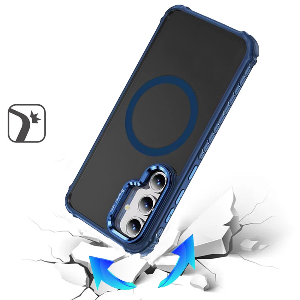 For Samsung Galaxy S25+ /S25 Plus /S24+ Plus Hybrid Metal Camera Stand Ring Sturdy, Compatible with MagSafe, Matte Hard TPU Colorful Edge Case Cover