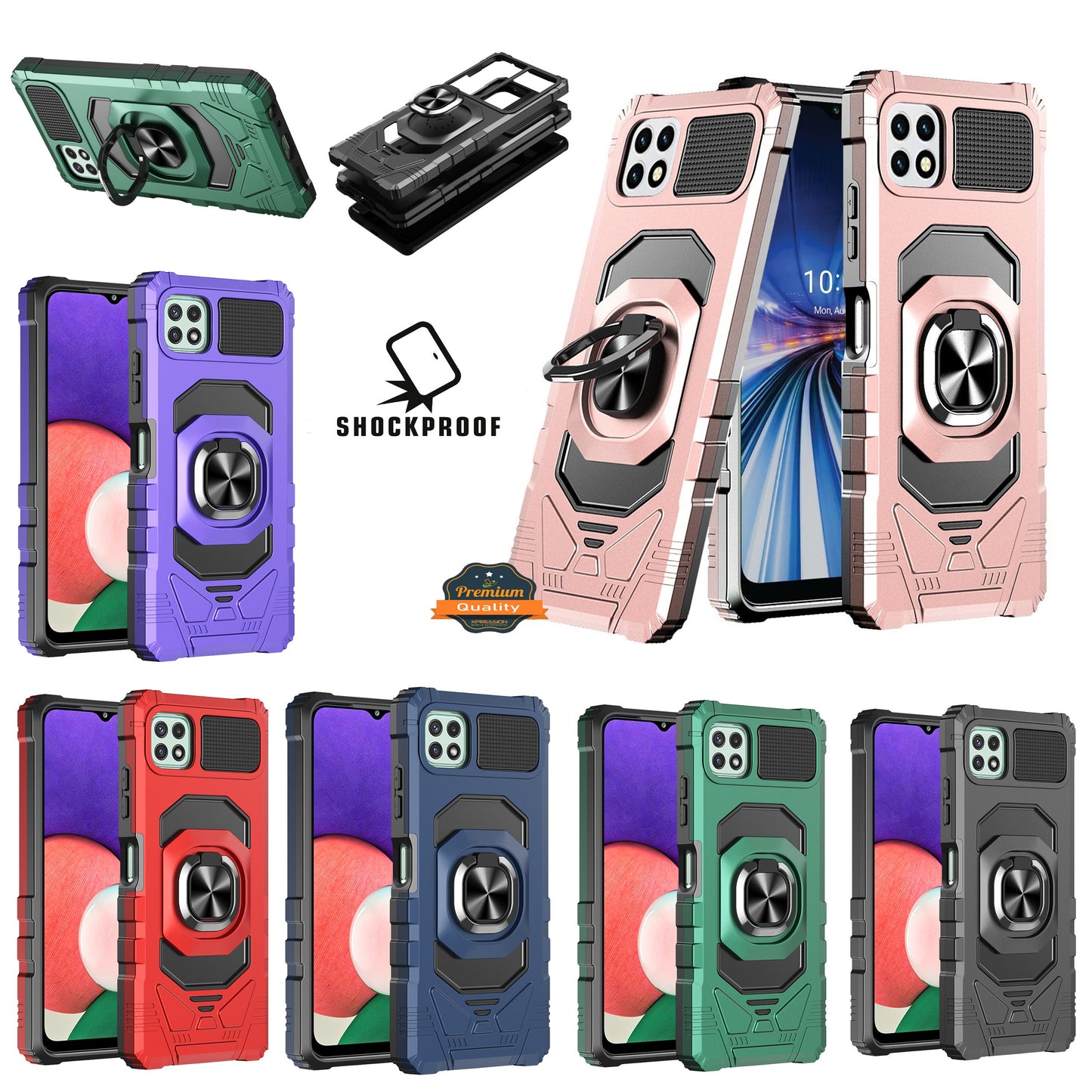 For Motorola Moto G 5G 2025 Hybrid Dual Layer with 360° Rotate Magnetic Ring Stand Holder Kickstand TPU Rugged PC Shockproof Case Cover