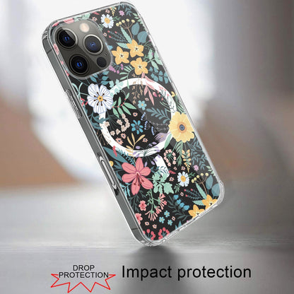 For Apple iPhone 16 Plus (6.7") Hybrid Flower Design Stylish Fashion Thick Hard MagSafe Compatible Shockproof Case Cover