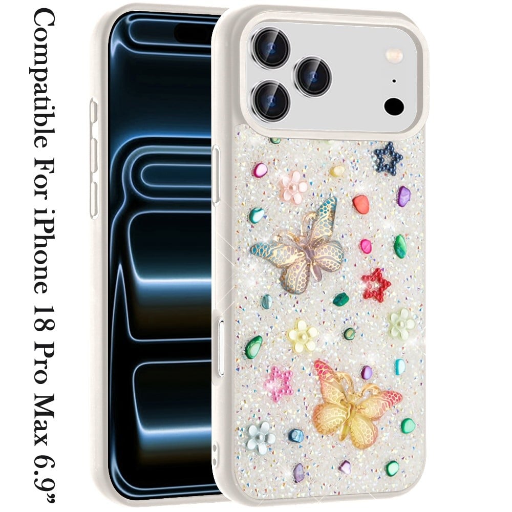 Phone Case for Apple iPhone 18 Pro Max 3D Butterfly Diamond Bling Glitter Shockproof Stylish Protective Luxury Hybrid Sparkly Durable Grip Design Cover
