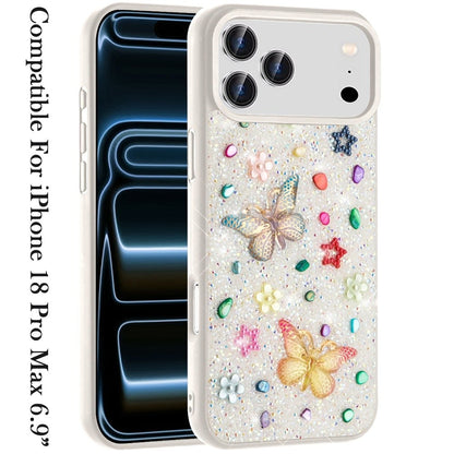 Phone Case for Apple iPhone 18 Pro Max 3D Butterfly Diamond Bling Glitter Shockproof Stylish Protective Luxury Hybrid Sparkly Durable Grip Design Cover