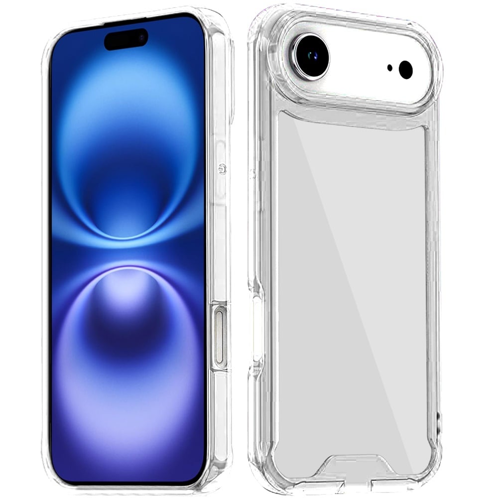 For Apple iPhone 17 Air (6.6") Clear Colored Shockproof Transparent Hard PC + Rubber TPU Hybrid Bumper Shell Slim Protective Case Cover Clear+Clear