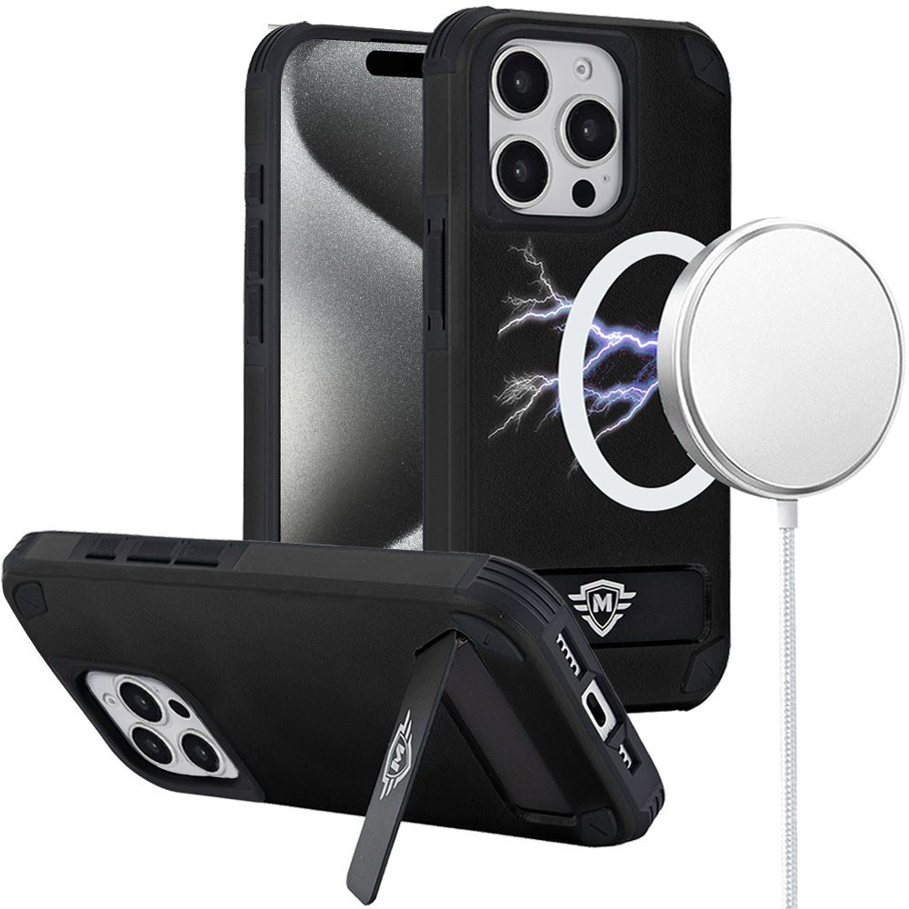 For Apple iPhone 16 Pro (6.3") Heavy Duty Dual-Layer Rugged Protection, Shockproof Kickstand Tough Magnetic Compatible with MagSafe Case Cover