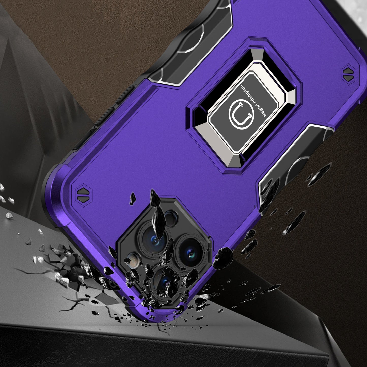 For Samsung Galaxy Z Fold 7 Hybrid Stand Magnetic Ring Holder Kickstand Heavy Duty Rugged Drop Silicone & Hard PC Shockproof Case Cover Purple