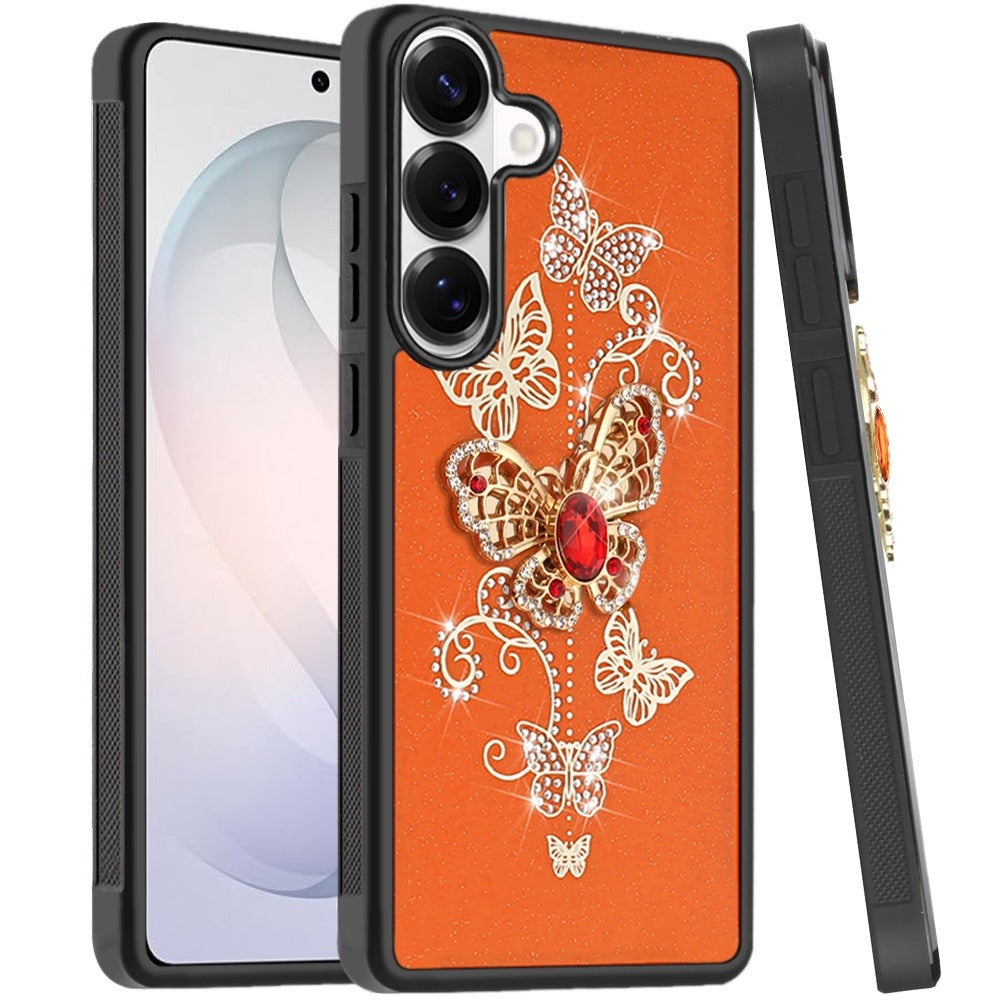 Phone Case for Samsung Galaxy S26 FE /Fan Edition Diamond Glitter 3D Butterfly Engraved Luxury Bling Hybrid Shockproof Chrome Edge Protective Durable Grip Cover