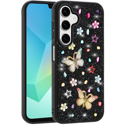 For Samsung Galaxy A16 5G Diamond Butterfly 3D Glitter Bling Design, Slim Hybrid Sparkle Protective Cover TPU for Women Girls Case Cover