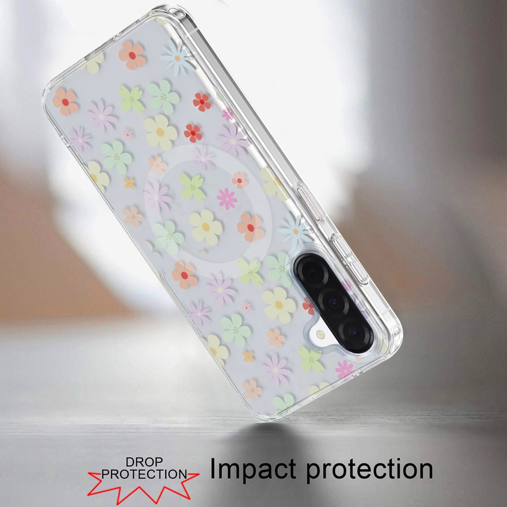Phone Case for Samsung Galaxy A17 5G Shockproof Dual Layer TPU IMD Print Rugged Anti-Slip Grip Drop Protection Scratch Resistant Slim Fit Glossy Floral Heart Aesthetic Cover