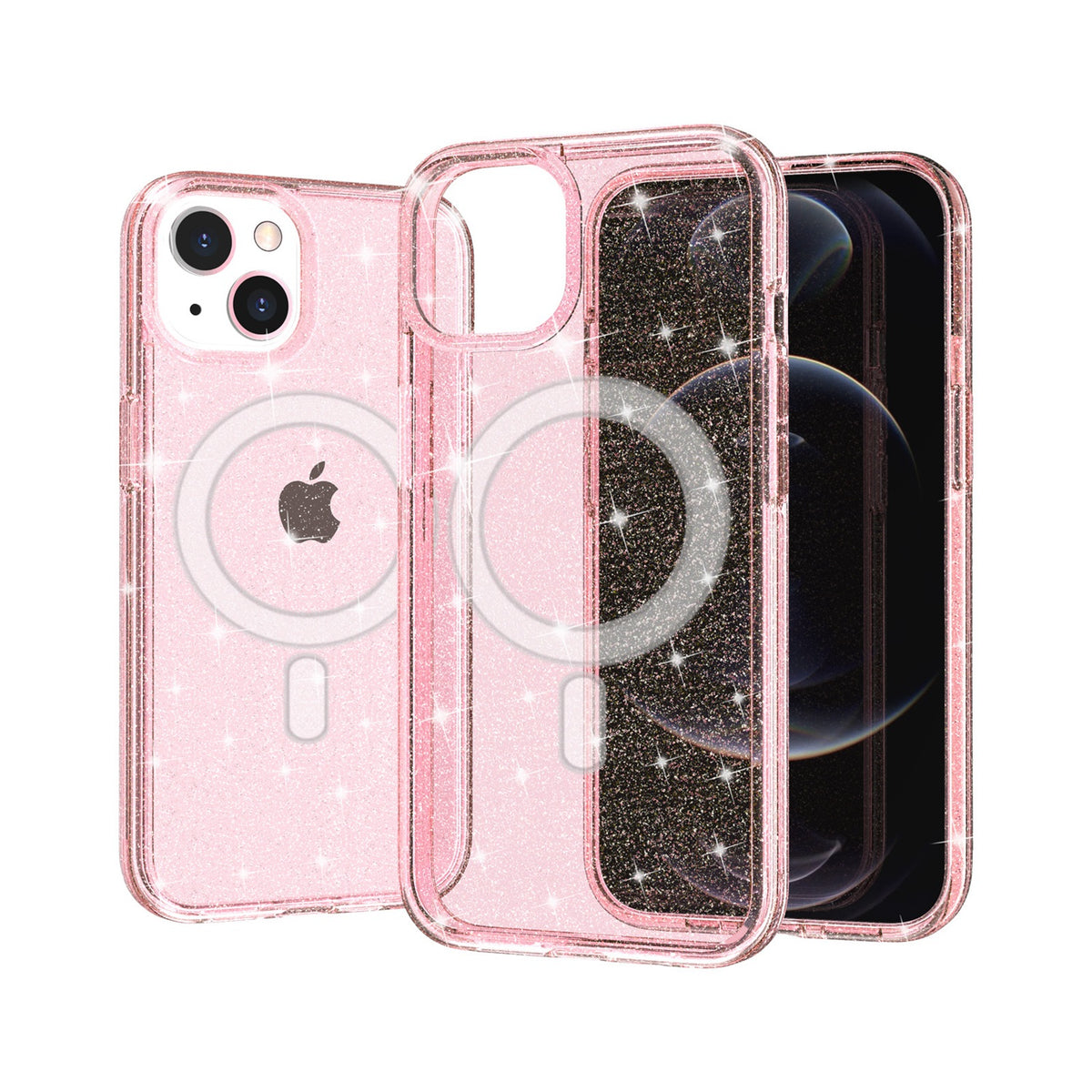 For Apple iPhone 11 Pro Max MagSafe Compatible Glitter Sparkle Bling Hybrid Case with Magnetic Circle, Slim TPU & Hard PC Frame Case Cover Clear