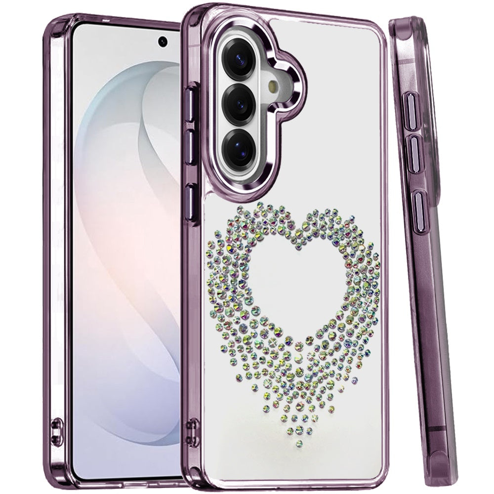 Phone Case for Samsung Galaxy S26 FE /S26 Fan Edition Angel Hearts Bling Shimmer Colorful Glitter Chrome Edge Shockproof Stylish Hybrid Design Cover