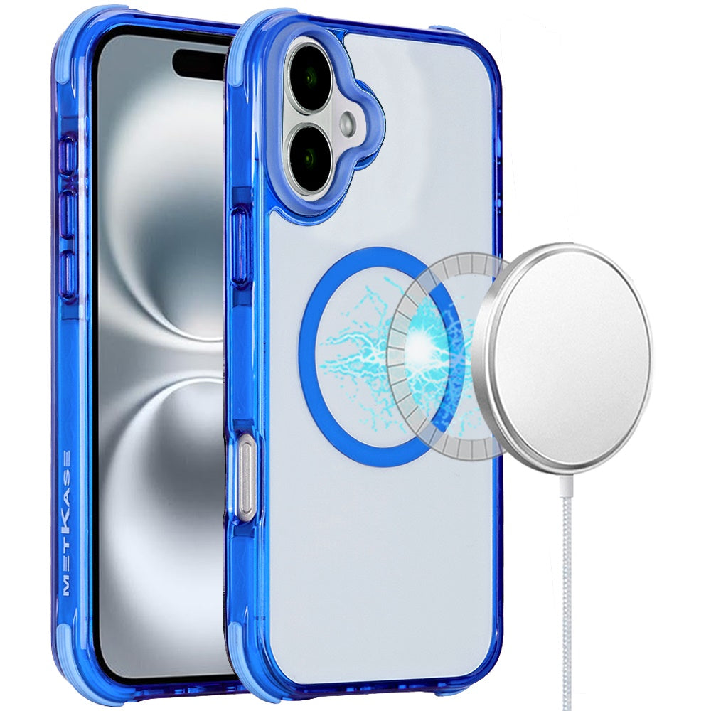 For iPhone 16 (6.1") 3in1 Two Tone Magnetic Hybrid Drop Proof Shockproof Protection Durable Design Secure Grip Multi Layer Protection Compatible Design Case Cover Dark Blue Two Tone