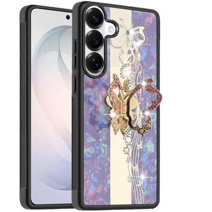 Phone Case for Samsung Galaxy S26 FE /Fan Edition Diamond Glitter Butterfly Engraved Ring Stand Luxury Bling Hybrid Shockproof Chrome Edge Protective Durable Grip Cover