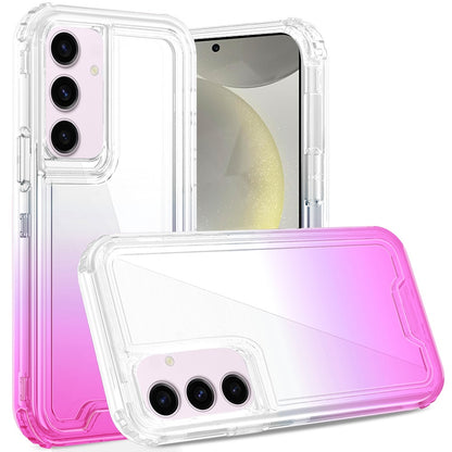 For Samsung Galaxy S25 Plus /S25+ /S24/Plus Hybrid 3-in-1 Clear Case - Two-Tone Transparent Shockproof TPU + Hard Protective Frame Case Cover Clear+Purple