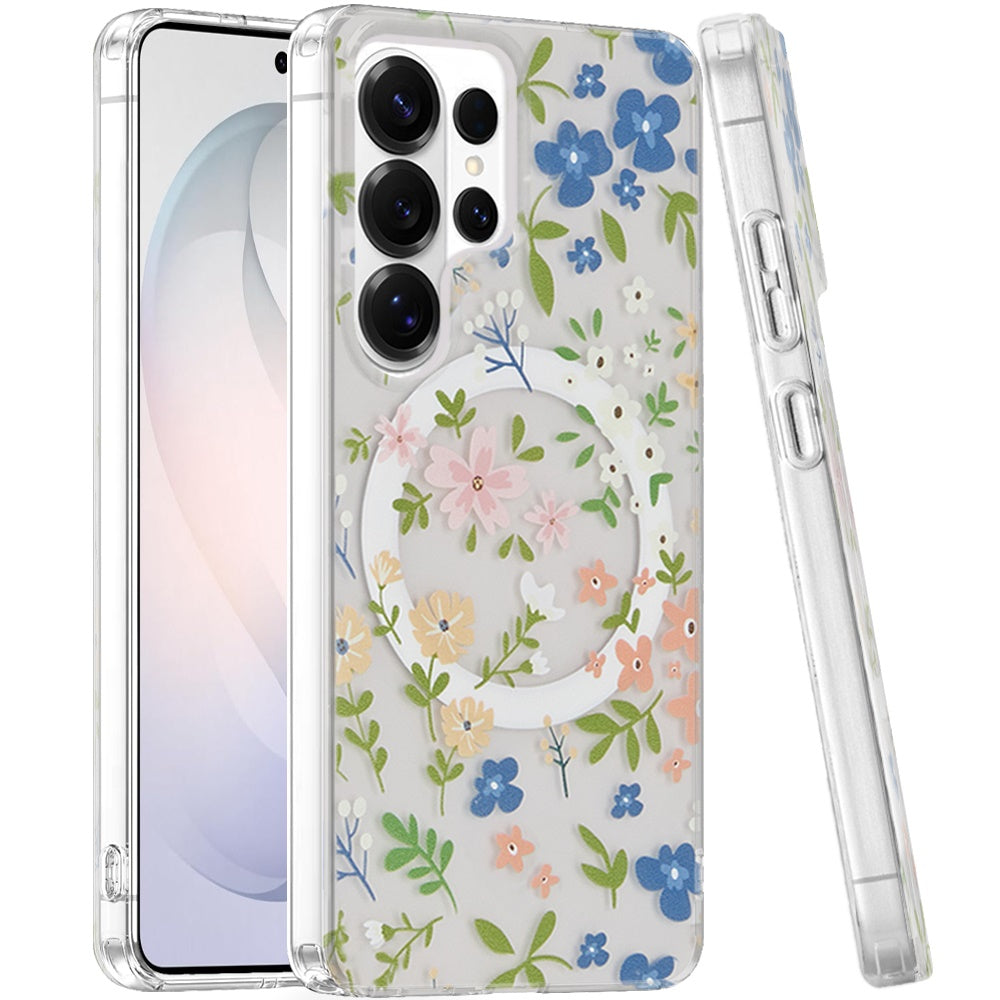 Phone Case for Samsung Galaxy S26 Ultra Shockproof Dual Layer TPU IMD Print Rugged Anti-Slip Grip Drop Protection Scratch Resistant Slim Fit Glossy Floral Heart Aesthetic Cover