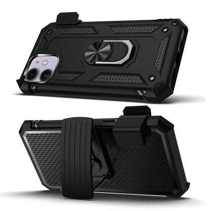 For Motorola Moto G Power 5G 2025 Hybrid Combo Belt Clip Holster with Ring Stand Holder, Military Grade Fit Magnetic Car Mount Shockproof Case Cover Black