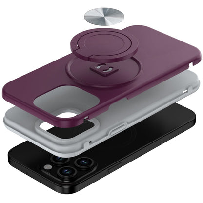 Phone Case for Apple iPhone 15 Pro Max Shockproof Magnetic Ring Stand Rotating CarMount Hybrid Metal Matte Finish AntiSlip Grip Kickstand Cover Red
