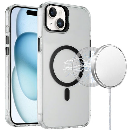 For Apple iPhone 14 /13 Transparent Hybrid Magnetic Circle with Camera Lens Kickstand, Shockproof Slim TPU PC Case Cover