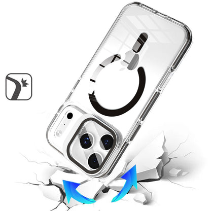 Phone Case for Apple iPhone 18 Pro/ 17 Pro Magnetic Circle Transparent Tough Hybrid Camera Stand Guard Stand Shockproof Color Edge Rugged Grip Cover Black