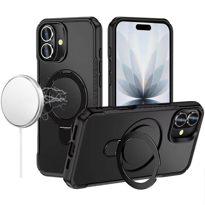 For Samsung Galaxy S26+ / S26 Plus Matte Finish Magnetic Ring Hybrid Protective Invisible Kickstand Magsafe Compatible Case Cover Black