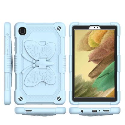 For Butterfly Wings Kickstand 3in1 Tough Hybrid with Pencil Holder Heavy Duty Rugged Shockproof Full Protective Light Blue Tablet Case Cover