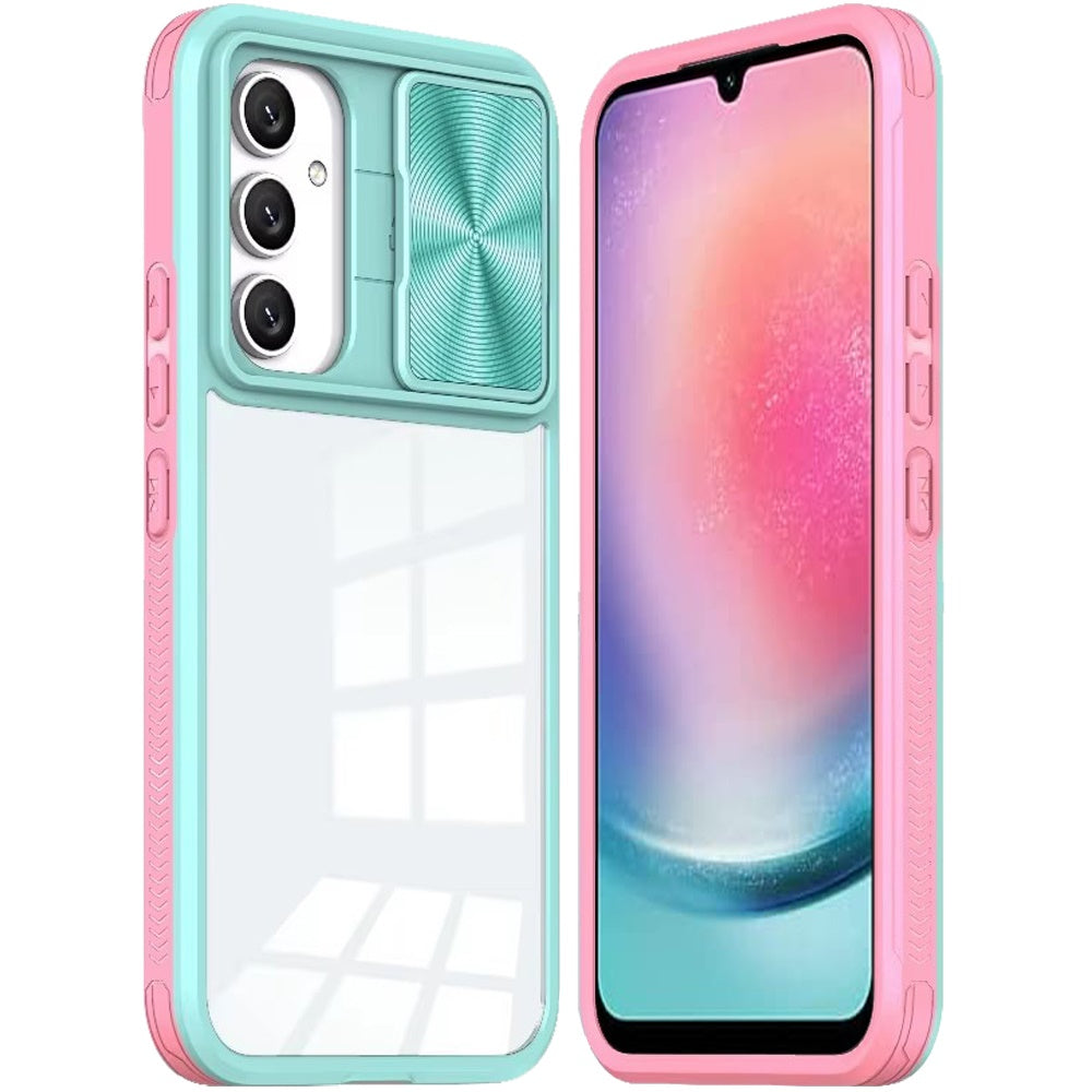 For Samsung Galaxy A26 Hybrid Cases with Sliding Camera Cover Transparent Shockproof Bumper TPU Protective Case Cover