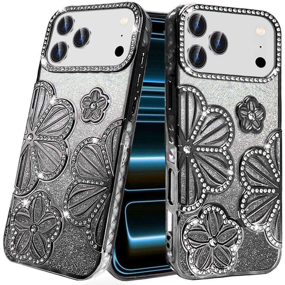 Phone Case for Apple iPhone 18 Pro Max Shimmer Glitter Floral Thick TPU Shockproof Durable Grip Camera Protection Anti-Scratch Stylish Design Cover