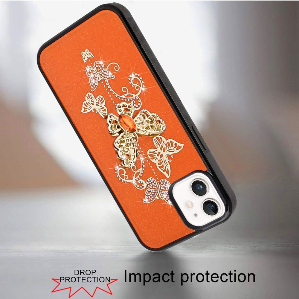 For iPhone 12 / iPhone 12 Pro (6.1") Diamonds 3D Fashion Bling Sparkly Glitter Ornaments Engraving Hybrid with Ring Stand Case Cover