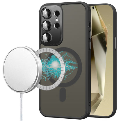 For Samsung Galaxy S26 Ultra Complete Protection HQ Matte Translucent Hybrid Shockproof w/ Camera Protector Compatible with MagSafe Case Cover Black