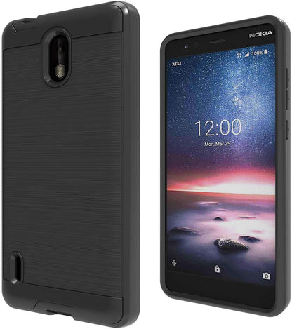 For Apple iPhone 15 Pro Max (6.7") Slim Rugged TPU + Hard Brushed Metal Texture Hybrid Dual Layer Armor Shockproof  Phone Case Cover