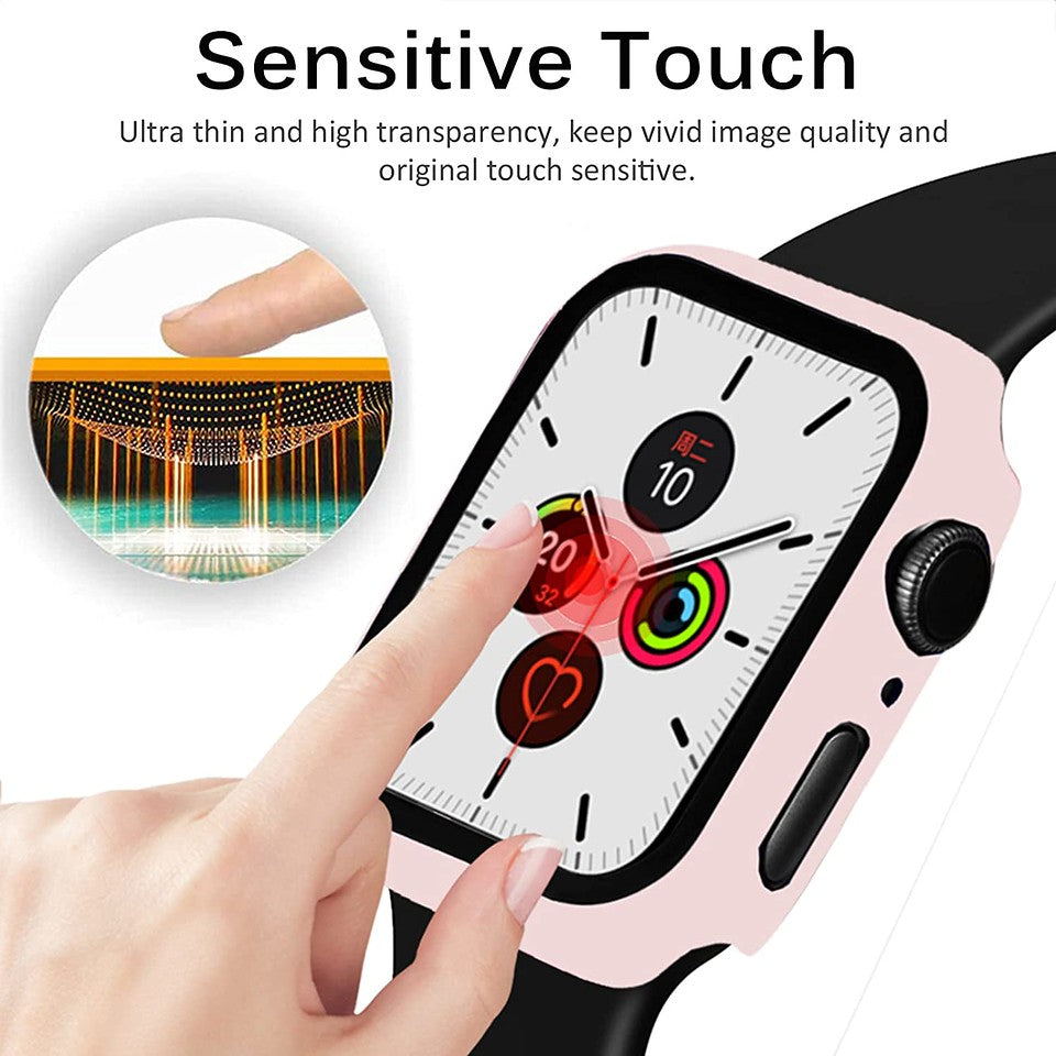 For Apple Watch Size 42mm Slim Hard PC Bumper, Clear Touch Full Coverage with Built in Tempered Glass Screen Protector Case Cover Clear