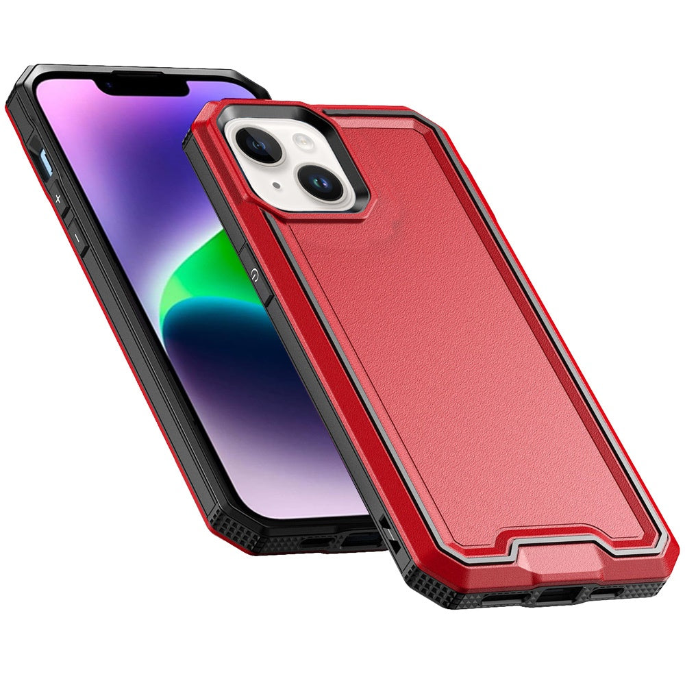 Phone Case for iPhone 14/13 Tough Strong Fused Hybrid Shockproof Durable Protective Drop Resistant Slim Grip Heavy Duty Modern Cover Red