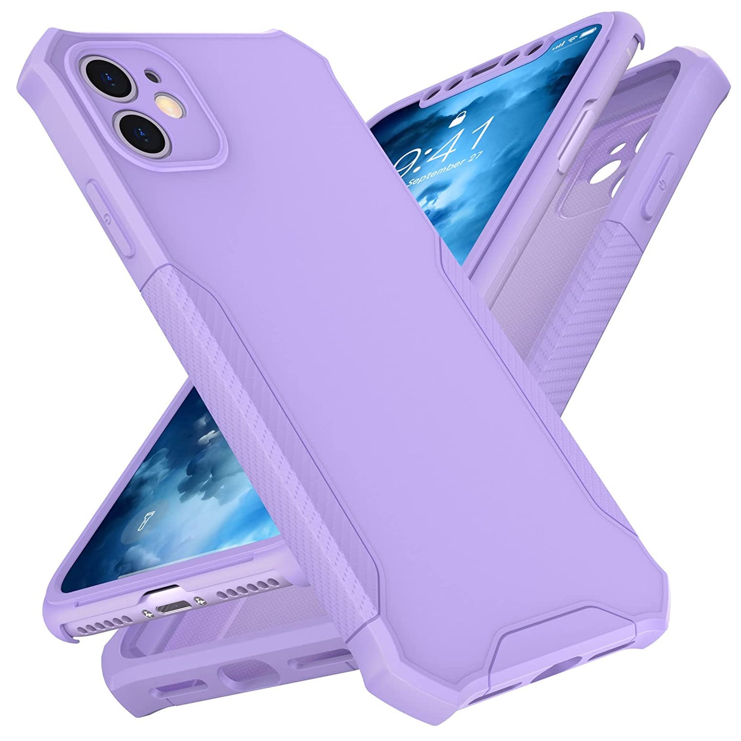 For TCL 50 LE Hybrid 2in1 Front Bumper Frame Cover Square Edge Shockproof Soft TPU + Hard PC Anti-Slip Heavy Duty Case Cover Purple