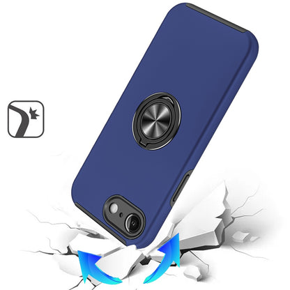 For Apple iPhone 16e Hybrid 360 Degree Rotatable Metal Invisible Ring Stand Holder Slim Fit Magnetic Car Mount Shockproof Case Cover