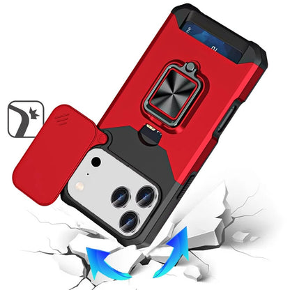 Phone Case for Apple iPhone 18 Pro Max Card Holder Magnetic Ring Stand Shockproof Anti Slip Wallet Grip Protective Hybrid Design Cover