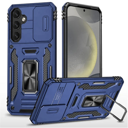 For Samsung Galaxy A57 Tough Hybrid Case with Movable Camera Window & Metal Ring Stand Shockproof Case Cover